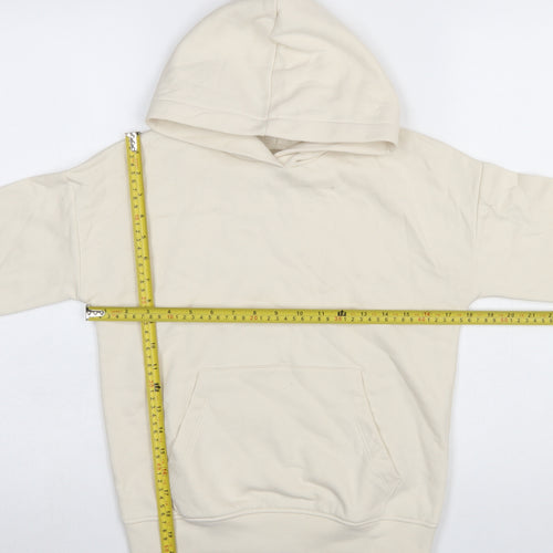 Marks and Spencer Girls Ivory Pullover Hoodie 8-9 Years Cotton Blend