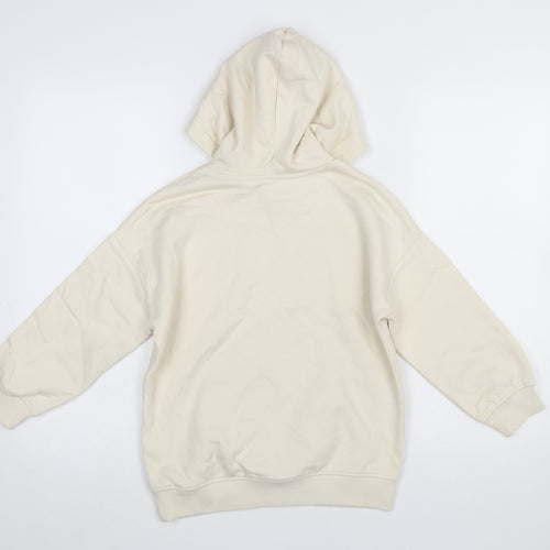 Marks and Spencer Girls Ivory Pullover Hoodie 8-9 Years Cotton Blend