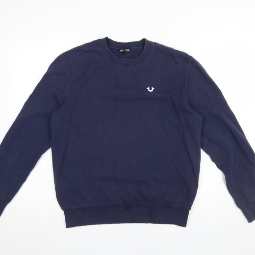 True Religion Mens Blue Crew Neck Cotton Sweatshirt Size S