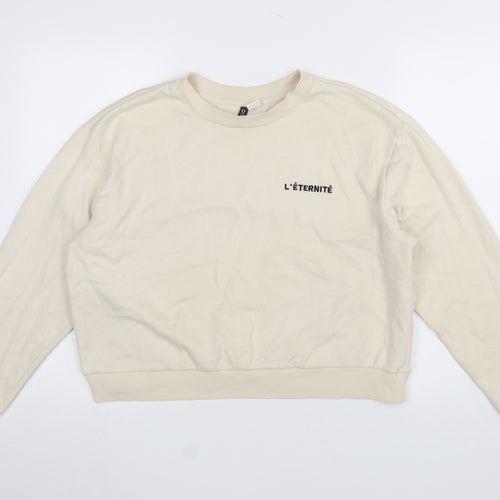 H&M Divided Women’s Beige L Crew Neck Pullover Sweatshirt