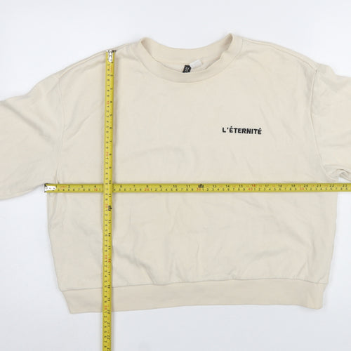 H&M Divided Women’s Beige L Crew Neck Pullover Sweatshirt