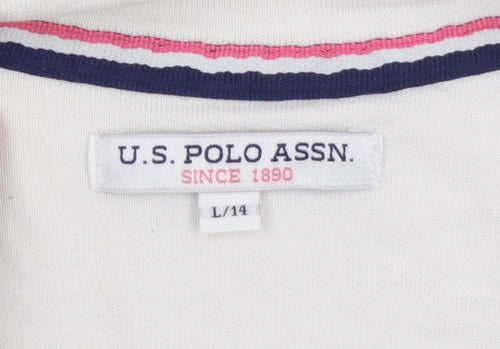 U.S. Polo Assn. Women's White 1/2 Zip Cotton Sweatshirt L 14