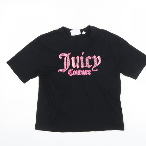 Juicy Couture Girls Black Graphic Logo Cotton T-Shirt 12-13 Years
