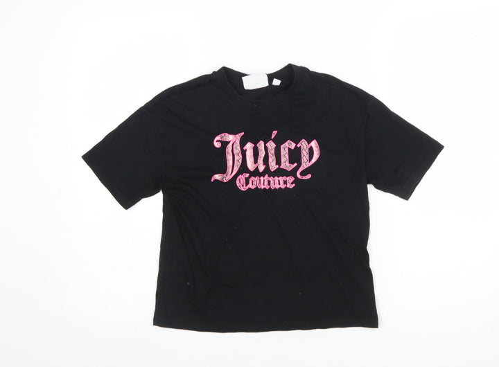 Juicy Couture Girls Black Graphic Logo Cotton T-Shirt 12-13 Years