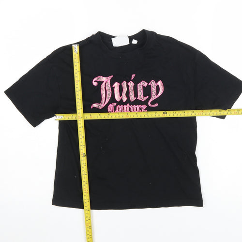 Juicy Couture Girls Black Graphic Logo Cotton T-Shirt 12-13 Years