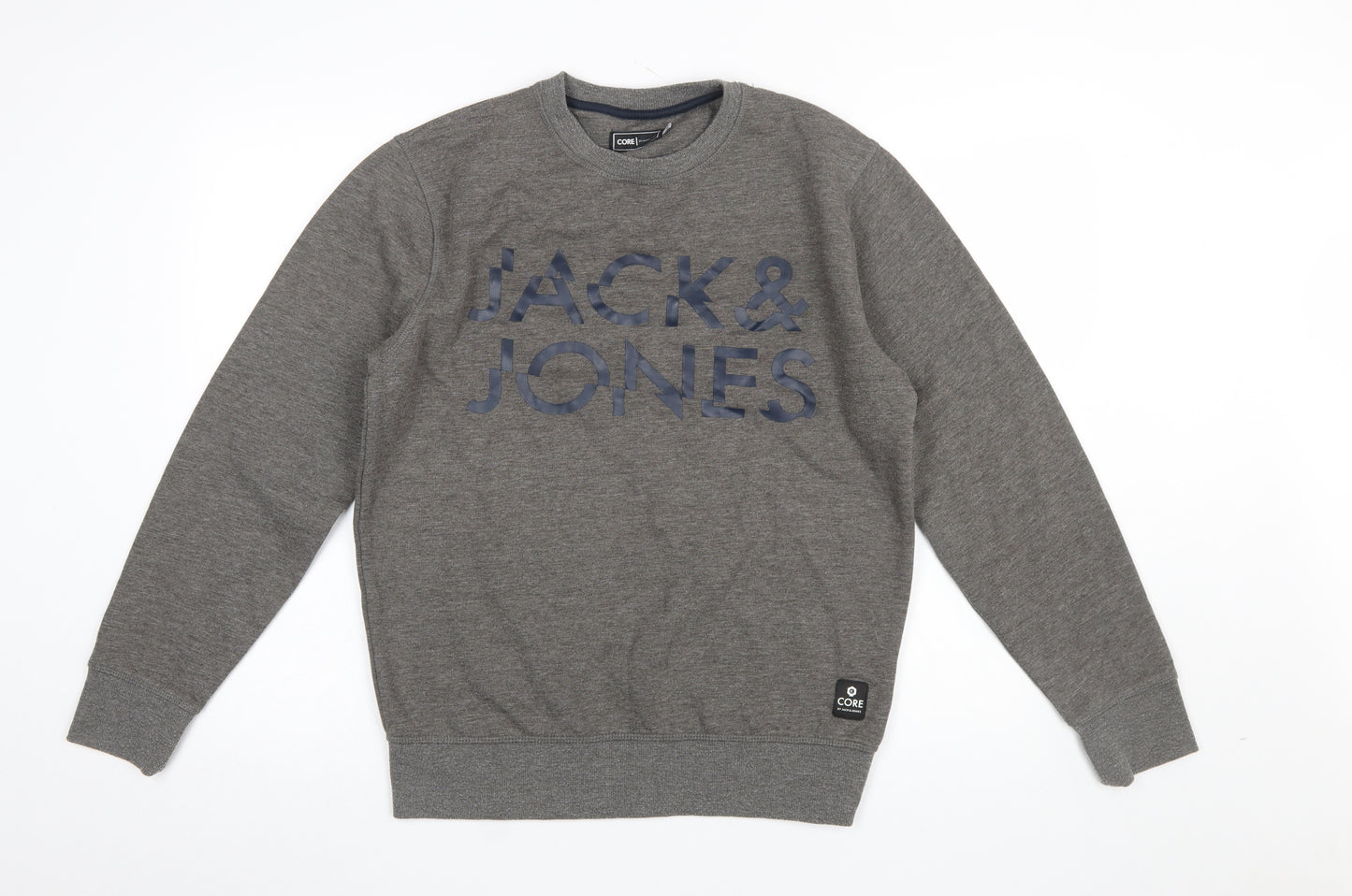 Jack & Jones Men's Grey Logo Sweatshirt Regular Fit Pullover M