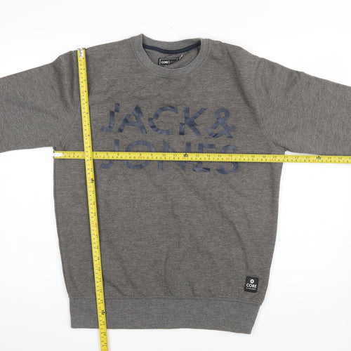 Jack & Jones Men's Grey Logo Sweatshirt Regular Fit Pullover M