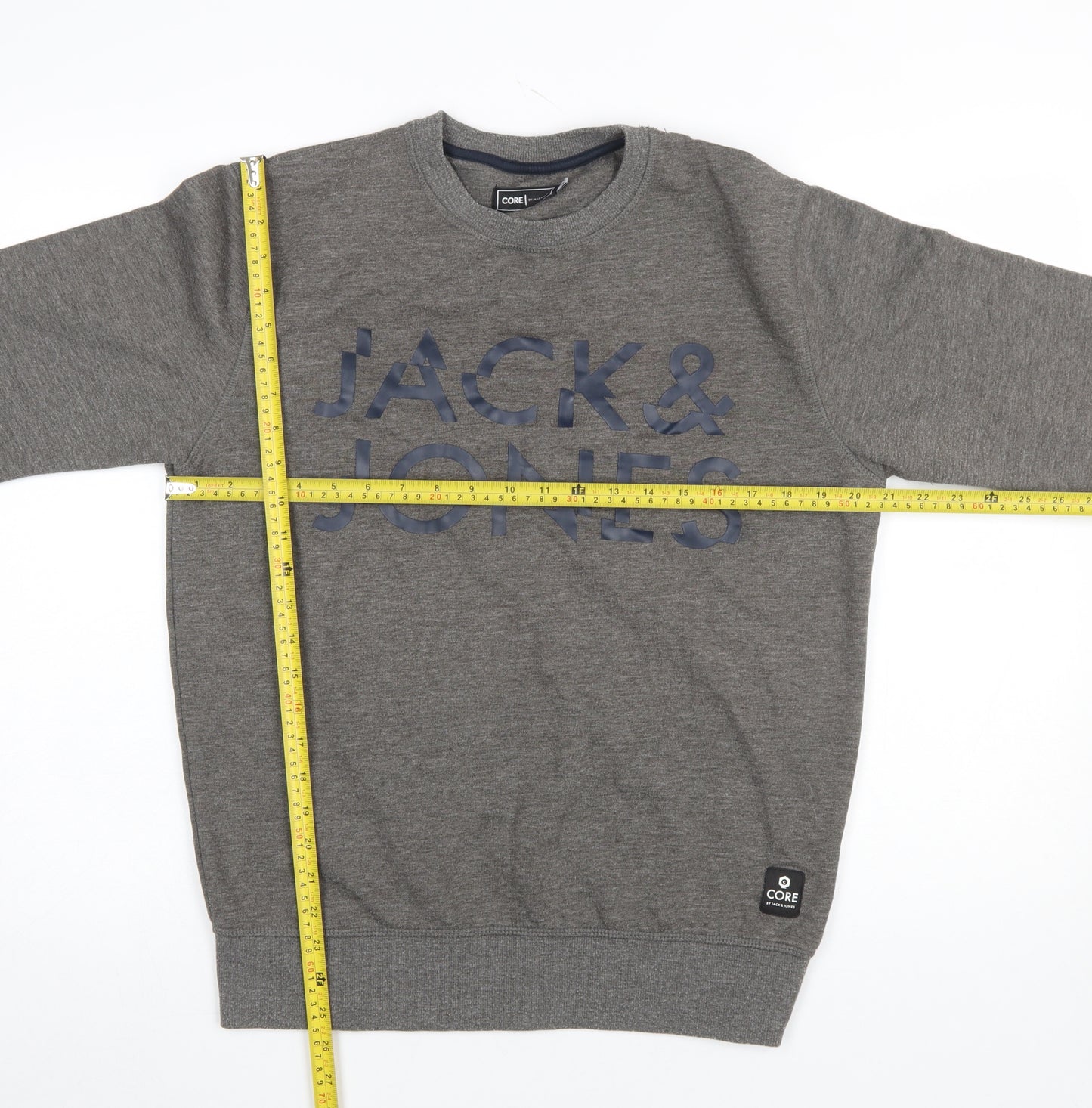 Jack & Jones Men's Grey Logo Sweatshirt Regular Fit Pullover M