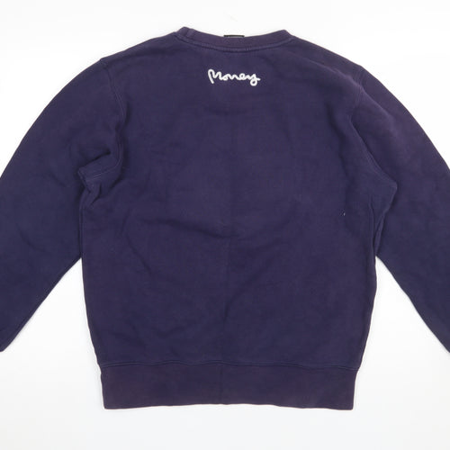 Money Mens Purple Sweatshirt M Crew Neck Graphic Pullover