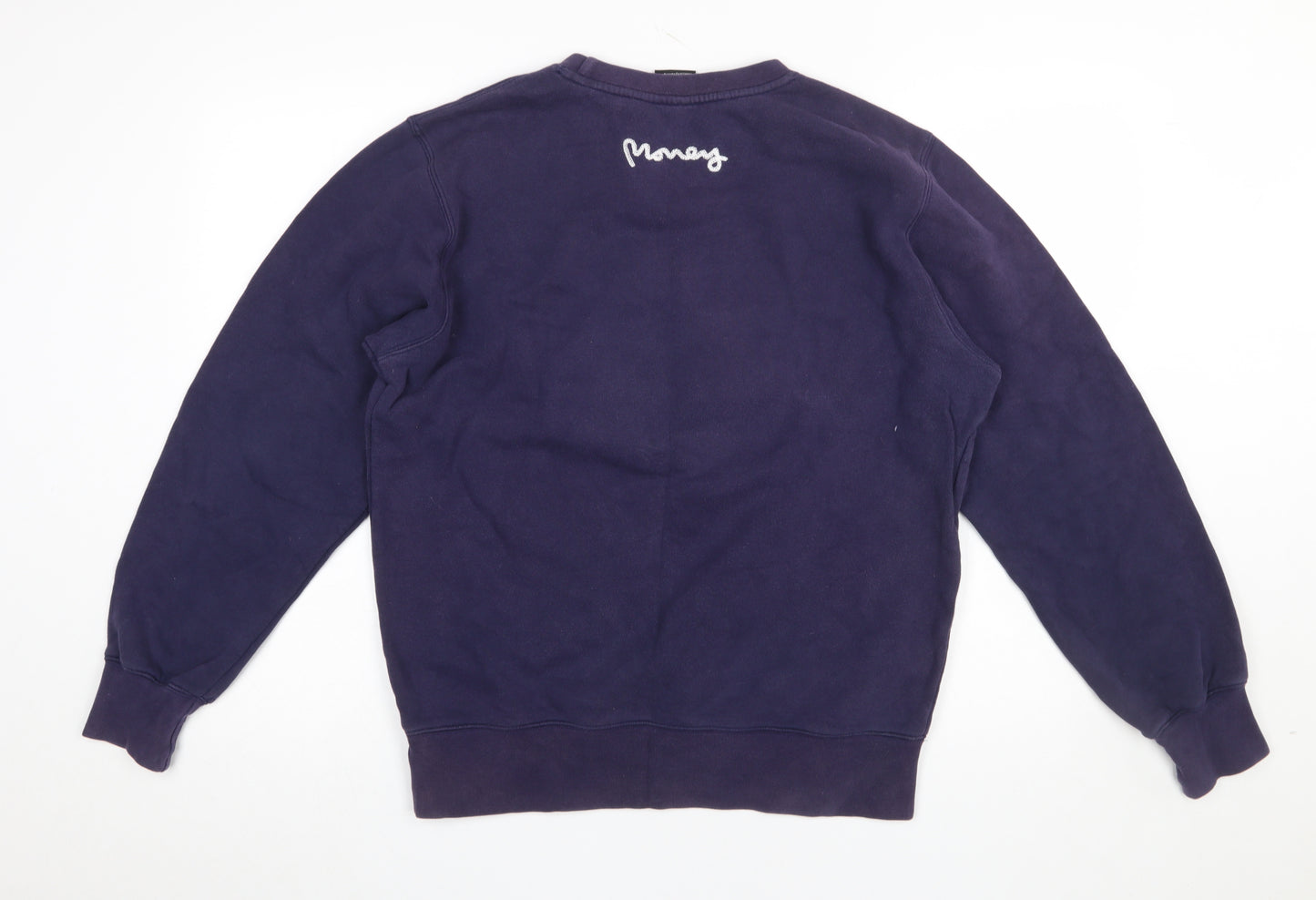 Money Mens Purple Sweatshirt M Crew Neck Graphic Pullover