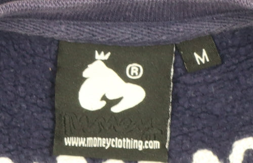 Money Mens Purple Sweatshirt M Crew Neck Graphic Pullover