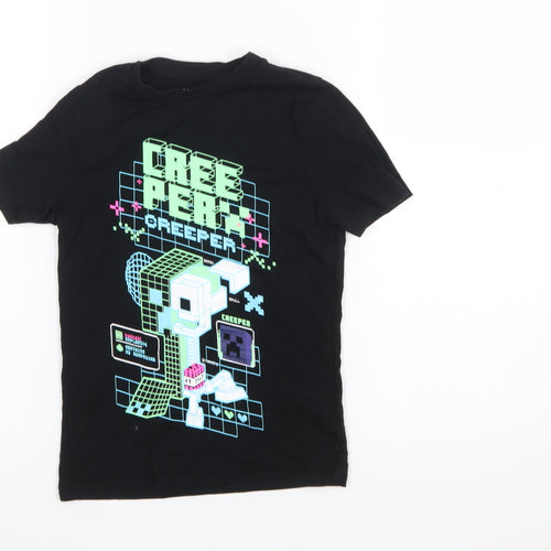 Minecraft Boys Black Creeper Graphic Short Sleeve Cotton T-Shirt 6-7 Years
