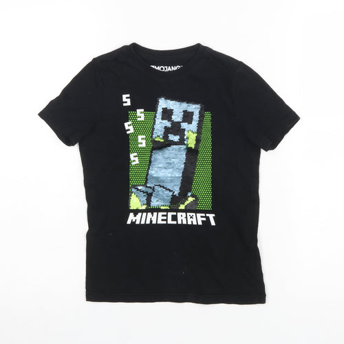 Mojang Minecraft Creeper Black T-Shirt Girls 5-6 Years 100% Cotton