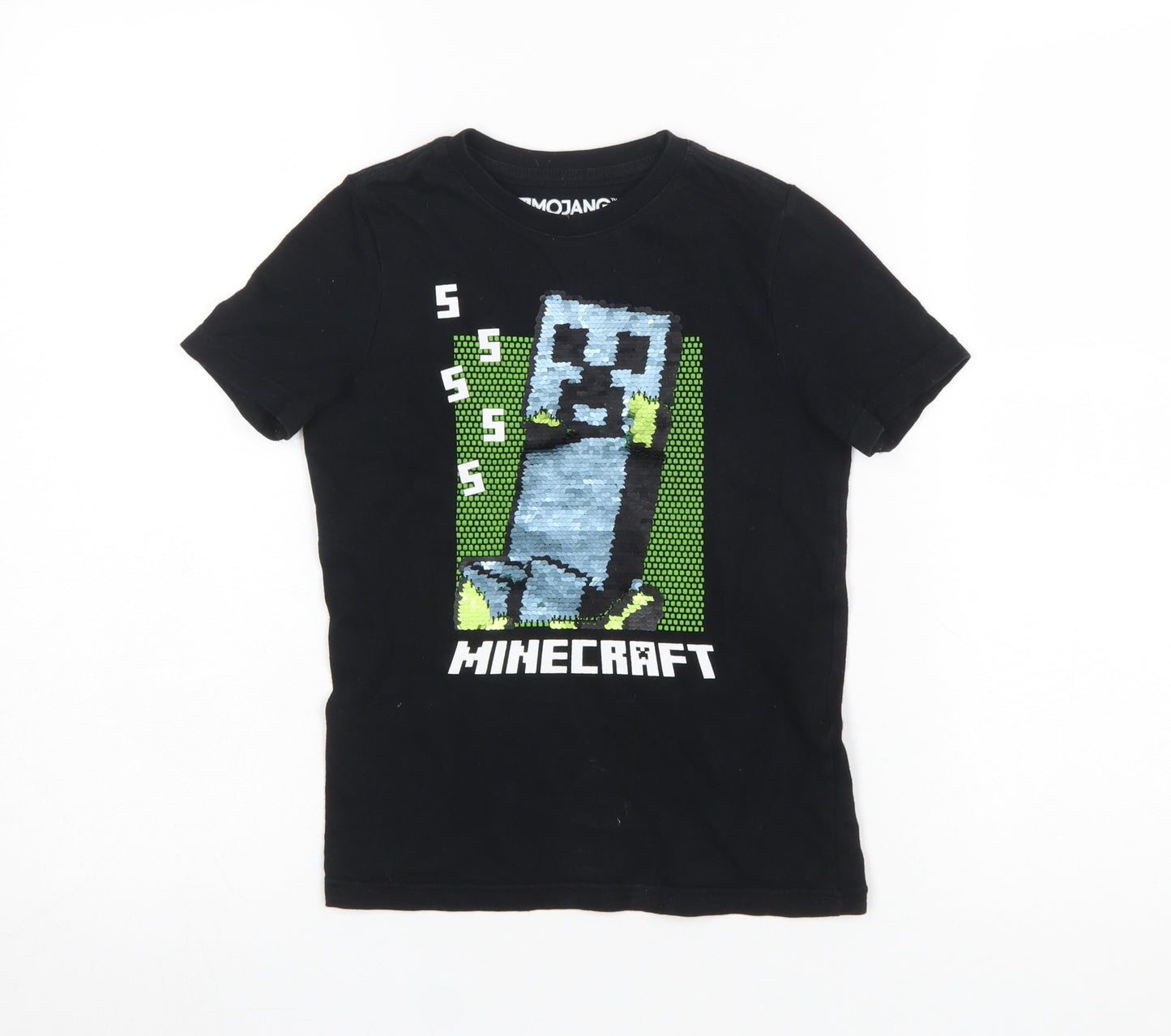 Mojang Minecraft Creeper Black T-Shirt Girls 5-6 Years 100% Cotton