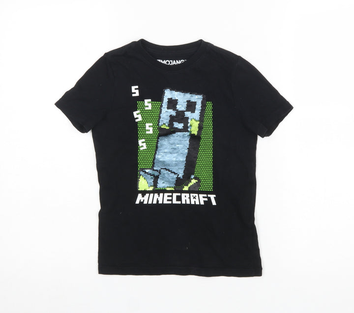 Mojang Minecraft Creeper Black T-Shirt Girls 5-6 Years 100% Cotton