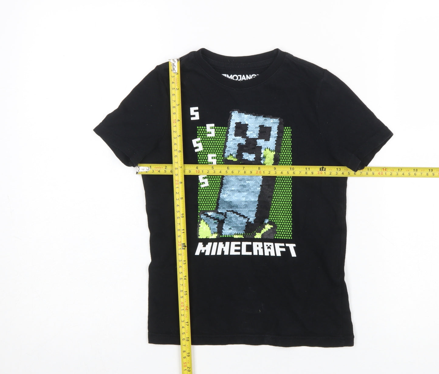 Mojang Minecraft Creeper Black T-Shirt Girls 5-6 Years 100% Cotton