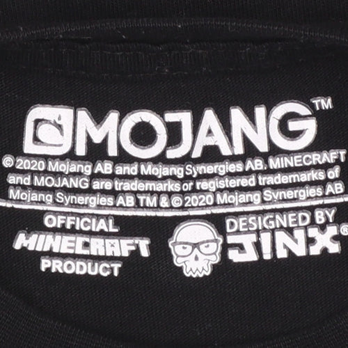 Mojang Minecraft Creeper Black T-Shirt Girls 5-6 Years 100% Cotton