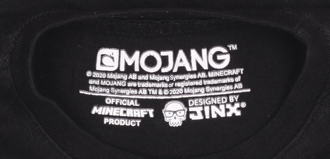 Mojang Minecraft Creeper Black T-Shirt Girls 5-6 Years 100% Cotton