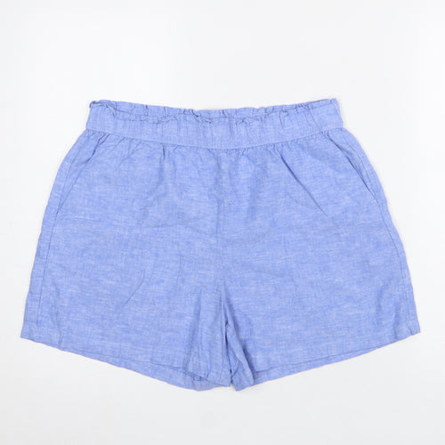 Dunnes Women Blue Linen Cotton Chino Shorts Size M
