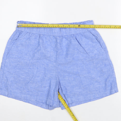 Dunnes Women Blue Linen Cotton Chino Shorts Size M