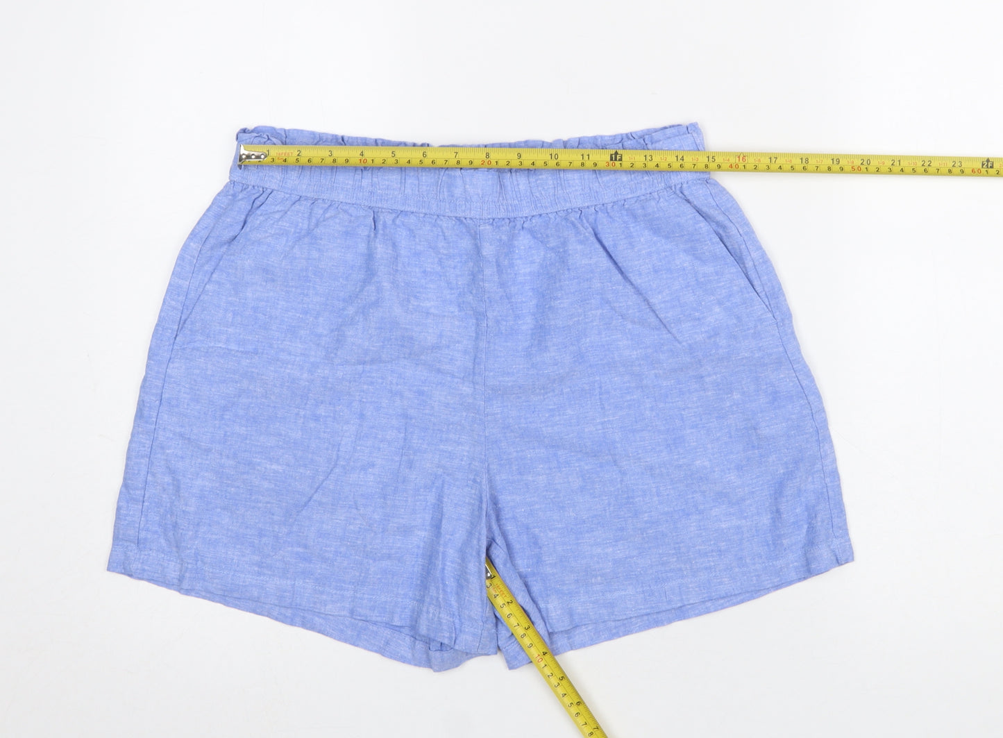 Dunnes Women Blue Linen Cotton Chino Shorts Size M