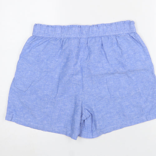 Dunnes Women Blue Linen Cotton Chino Shorts Size M