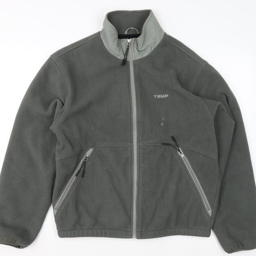 TEMP Men's Grey Fleece Full Zip Jacket Size M Outdoor Casual