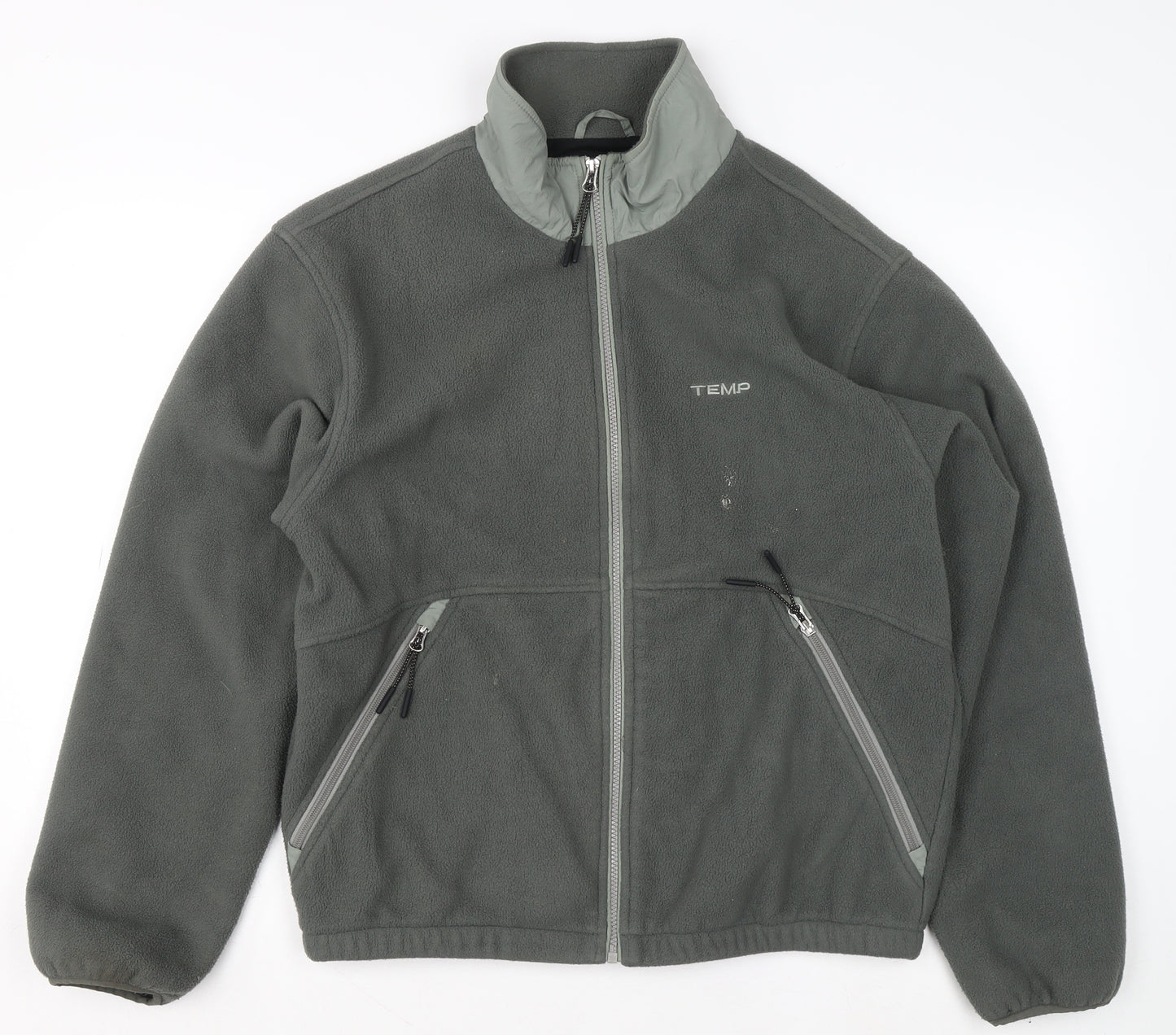 TEMP Men's Grey Fleece Full Zip Jacket Size M Outdoor Casual