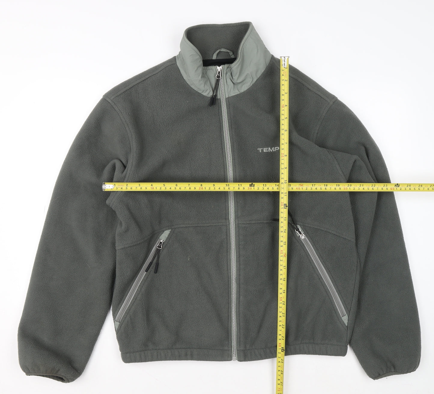 TEMP Men's Grey Fleece Full Zip Jacket Size M Outdoor Casual