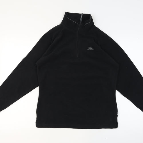 Trespass Mens Black Fleece 1/4 Zip Pullover Sweatshirt L Regular Fit