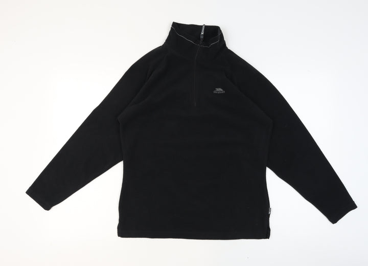 Trespass Mens Black Fleece 1/4 Zip Pullover Sweatshirt L Regular Fit