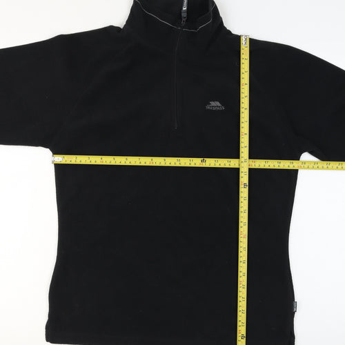Trespass Mens Black Fleece 1/4 Zip Pullover Sweatshirt L Regular Fit