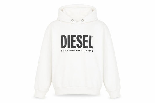 Diesel Girls White Cotton Pullover Hoodie 10 Years Logo Print Sweatshirt