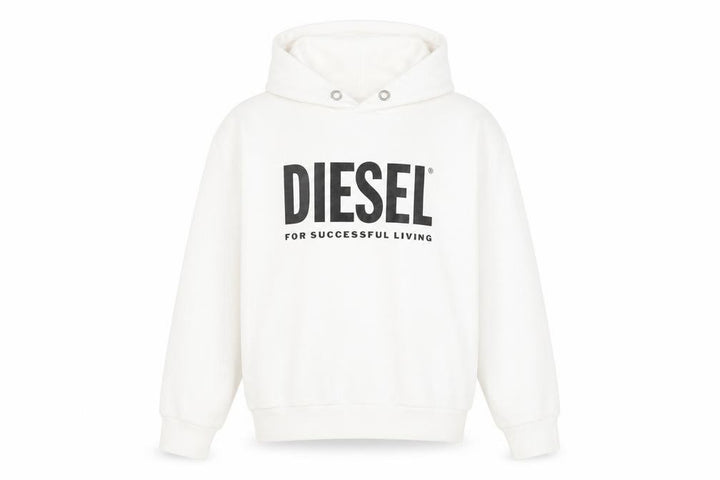 Diesel Girls White Cotton Pullover Hoodie 10 Years Logo Print Sweatshirt