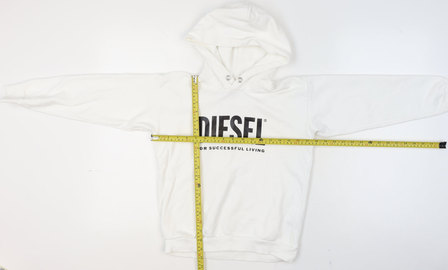 Diesel Girls White Cotton Pullover Hoodie 10 Years Logo Print Sweatshirt