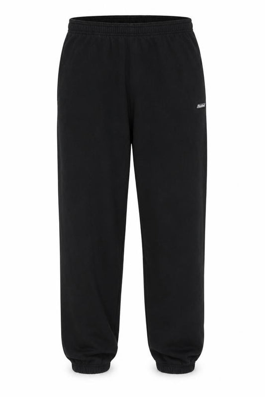 Front view of Reebok Men Black Fleece Sweatpants L Elastic Waist Regular Fit