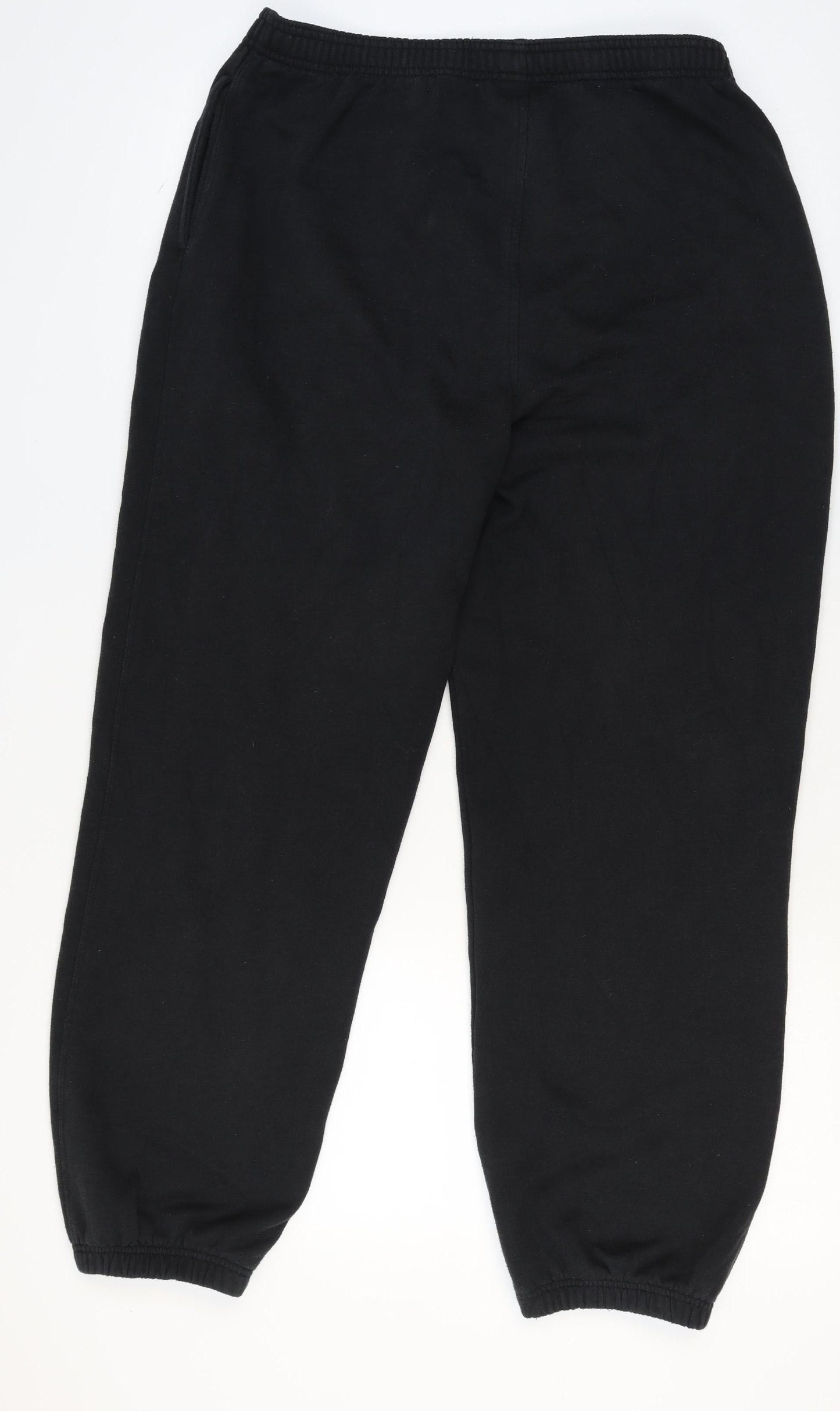 Reebok Men Black Fleece Sweatpants L Elastic Waist Regular Fit