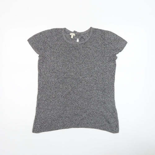 Talbots Women Grey Short Sleeve Knit Top Small Cotton Blend