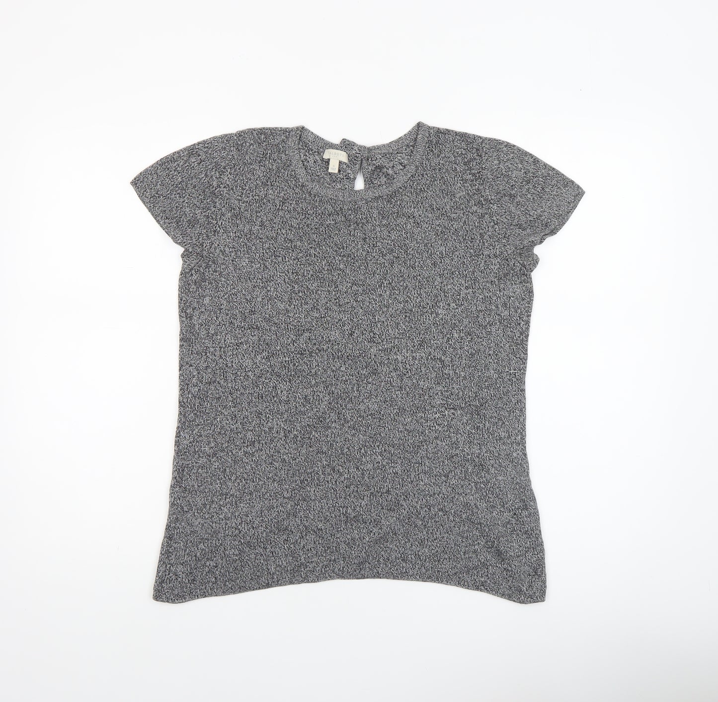 Talbots Women Grey Short Sleeve Knit Top Small Cotton Blend
