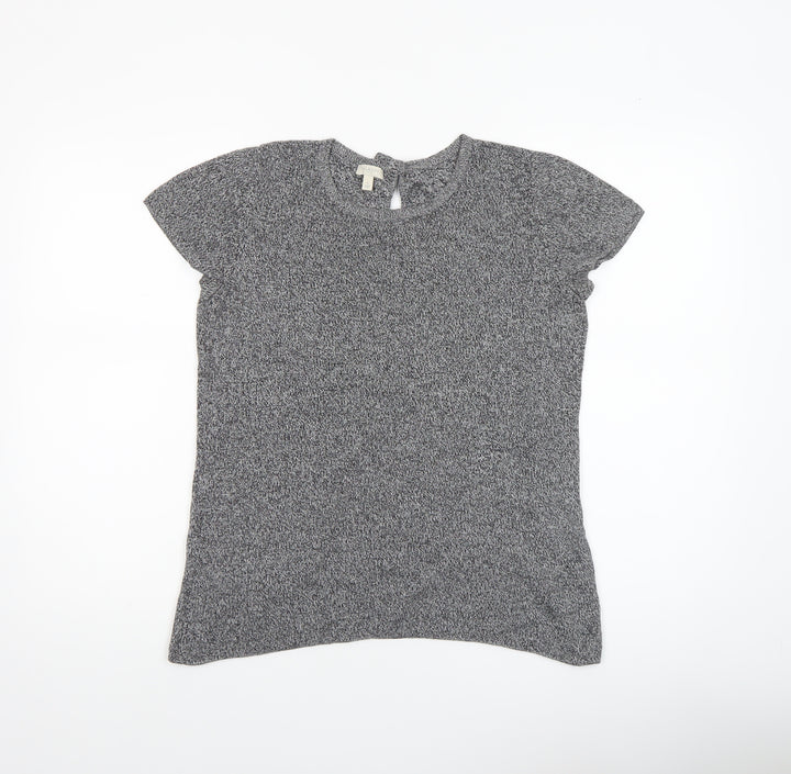 Talbots Women Grey Short Sleeve Knit Top Small Cotton Blend