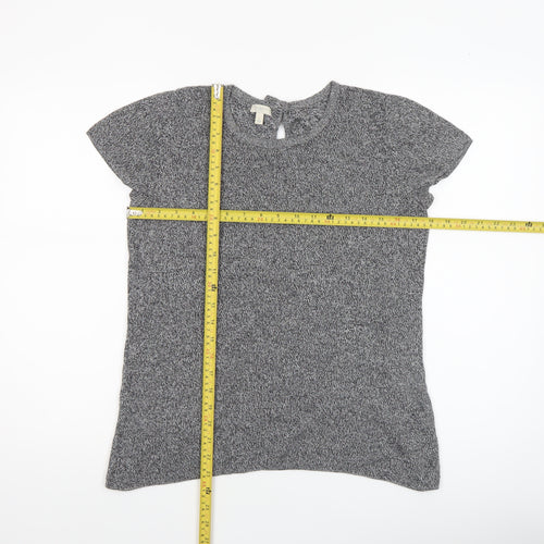 Talbots Women Grey Short Sleeve Knit Top Small Cotton Blend