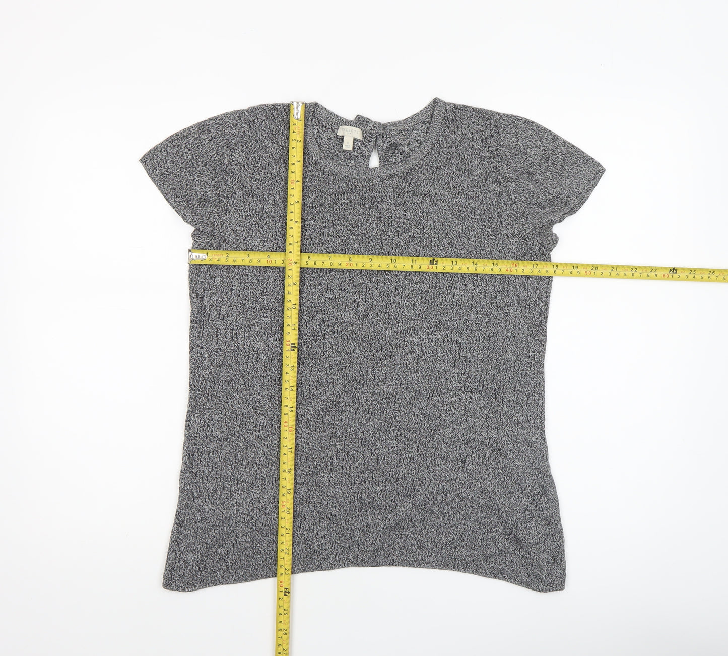 Talbots Women Grey Short Sleeve Knit Top Small Cotton Blend