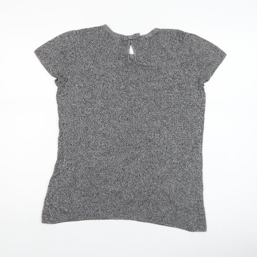 Talbots Women Grey Short Sleeve Knit Top Small Cotton Blend