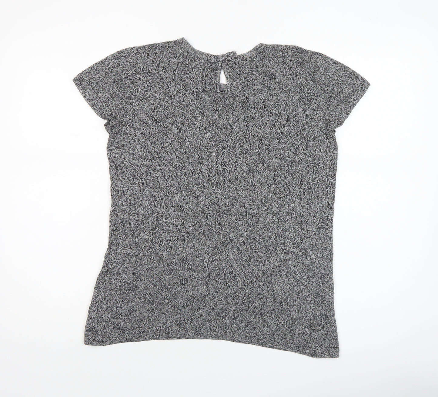 Talbots Women Grey Short Sleeve Knit Top Small Cotton Blend