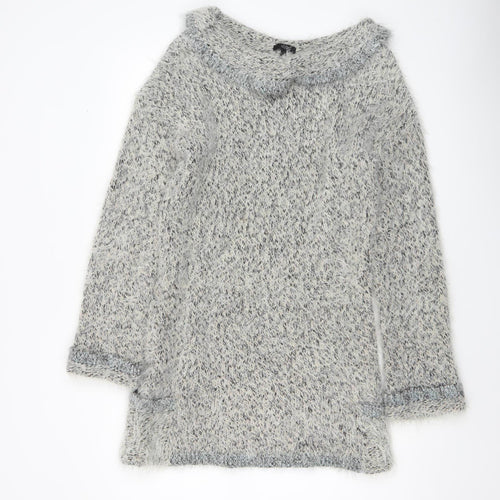 Marks and Spencer Per Una Grey Roll Neck Chunky Knit Wool Blend Jumper Women’s M