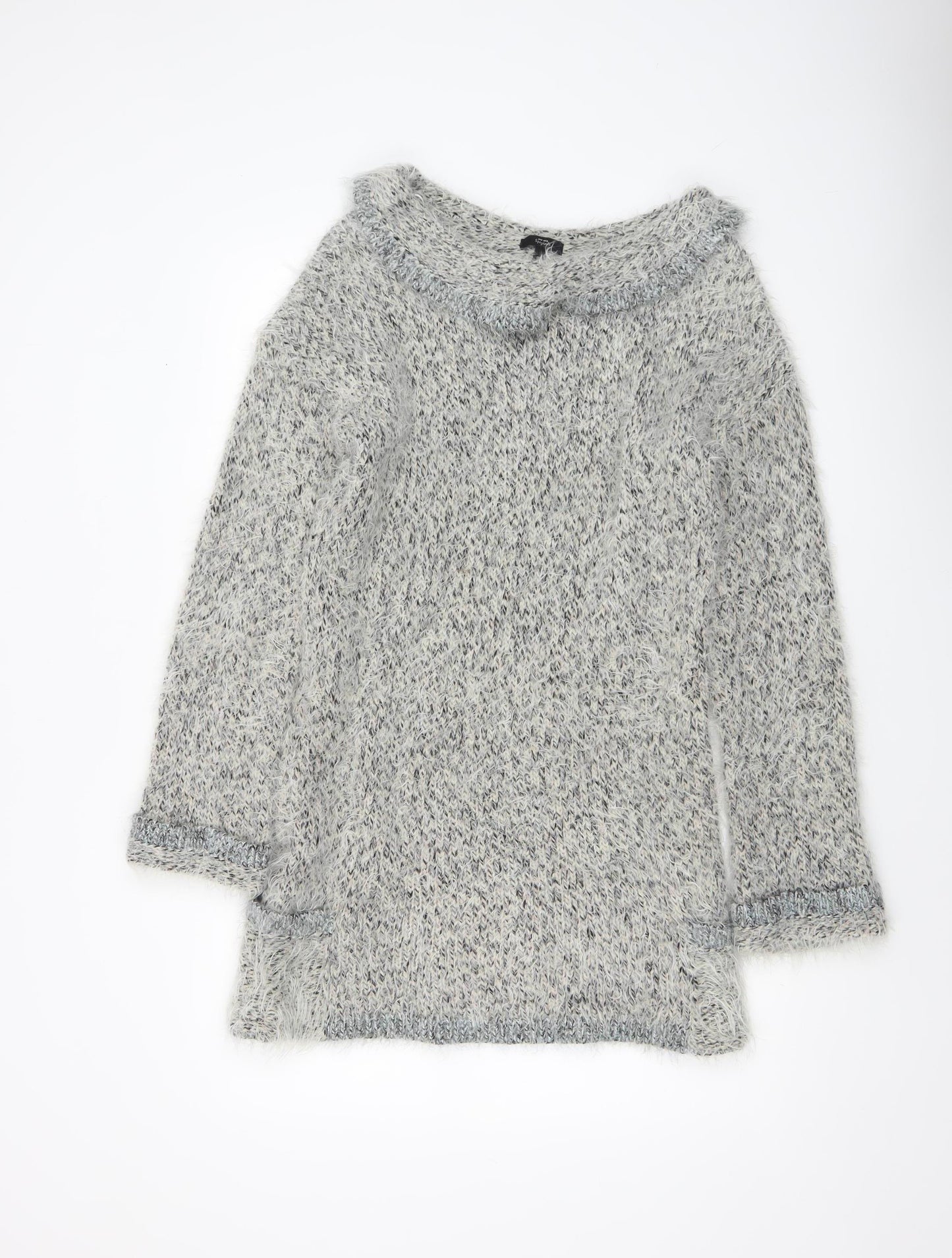 Marks and Spencer Per Una Grey Roll Neck Chunky Knit Wool Blend Jumper Women’s M