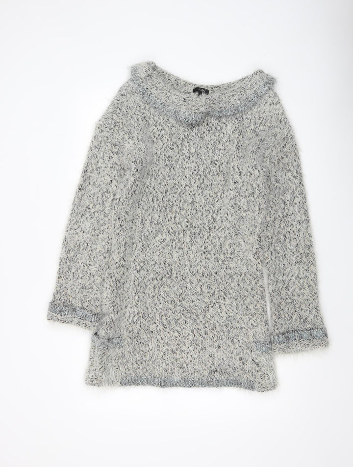Marks and Spencer Per Una Grey Roll Neck Chunky Knit Wool Blend Jumper Women’s M