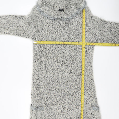 Marks and Spencer Per Una Grey Roll Neck Chunky Knit Wool Blend Jumper Women’s M