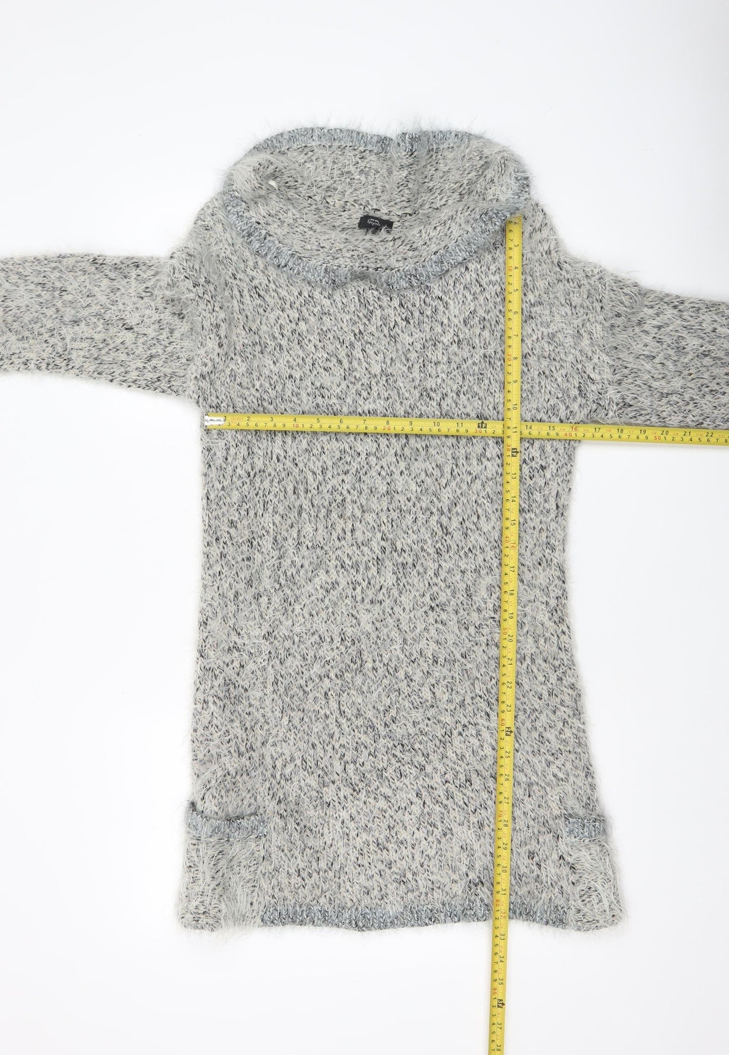 Marks and Spencer Per Una Grey Roll Neck Chunky Knit Wool Blend Jumper Women’s M