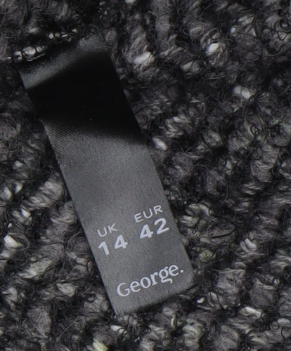 George Women’s Black Collared Chunky-Knit Pullover Jumper UK 14